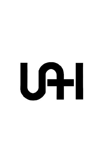 Logo featuring stylised letters "UAH" in bold, modern font on a white background.